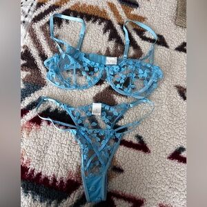 Blue Lace Lingerie Set
